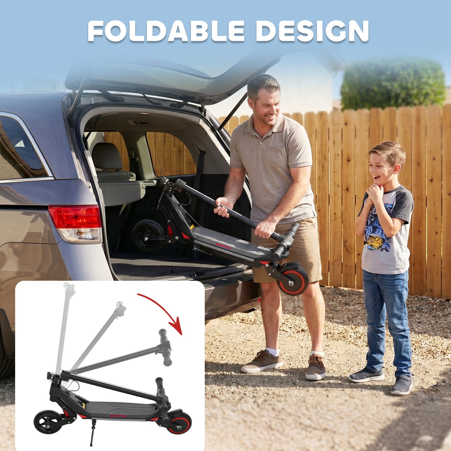 Electric Scooter for Kids, Foldable E Scooter for Age Age 6+ with LED Display, RGB lights, Up to 16km/h, Black