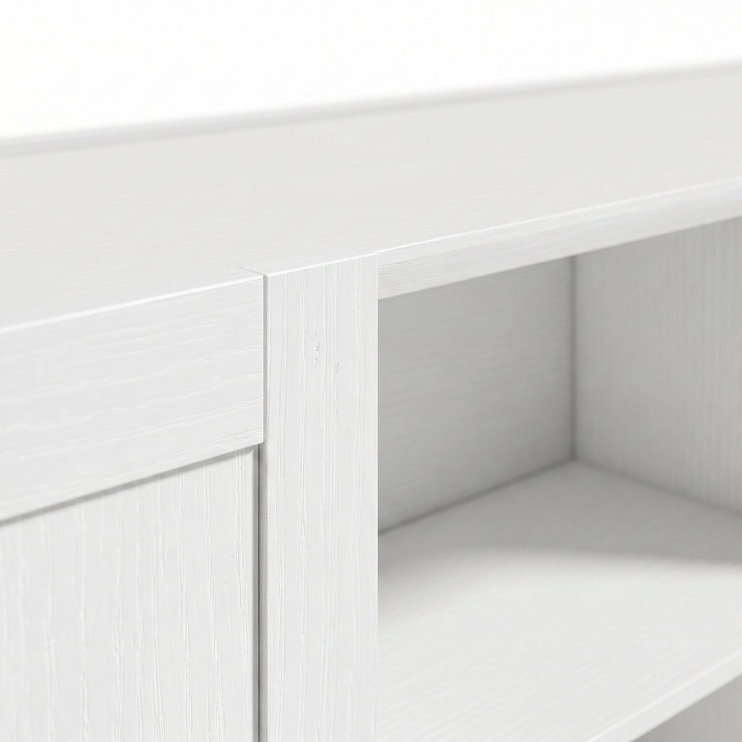 Sideboard Buffet Cabinet, 133 cm Storage Cabinet with 2 Open Shelves, 2 Cupboards and Soft Close Doors, White