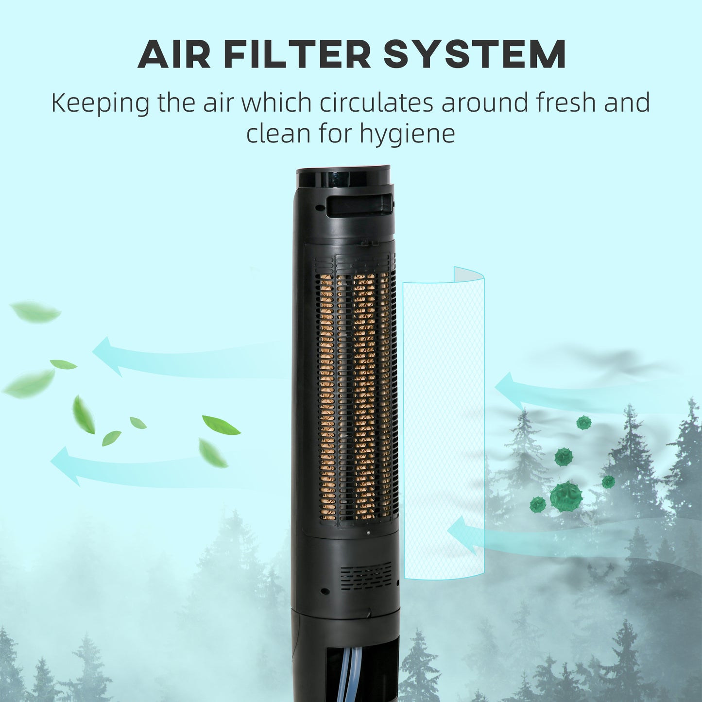 Ice Cooling Tower Fan, Water Conditioner Evaporative Air Cooler Unit with 4 Modes, 3 Speed, Remote Control, Timer