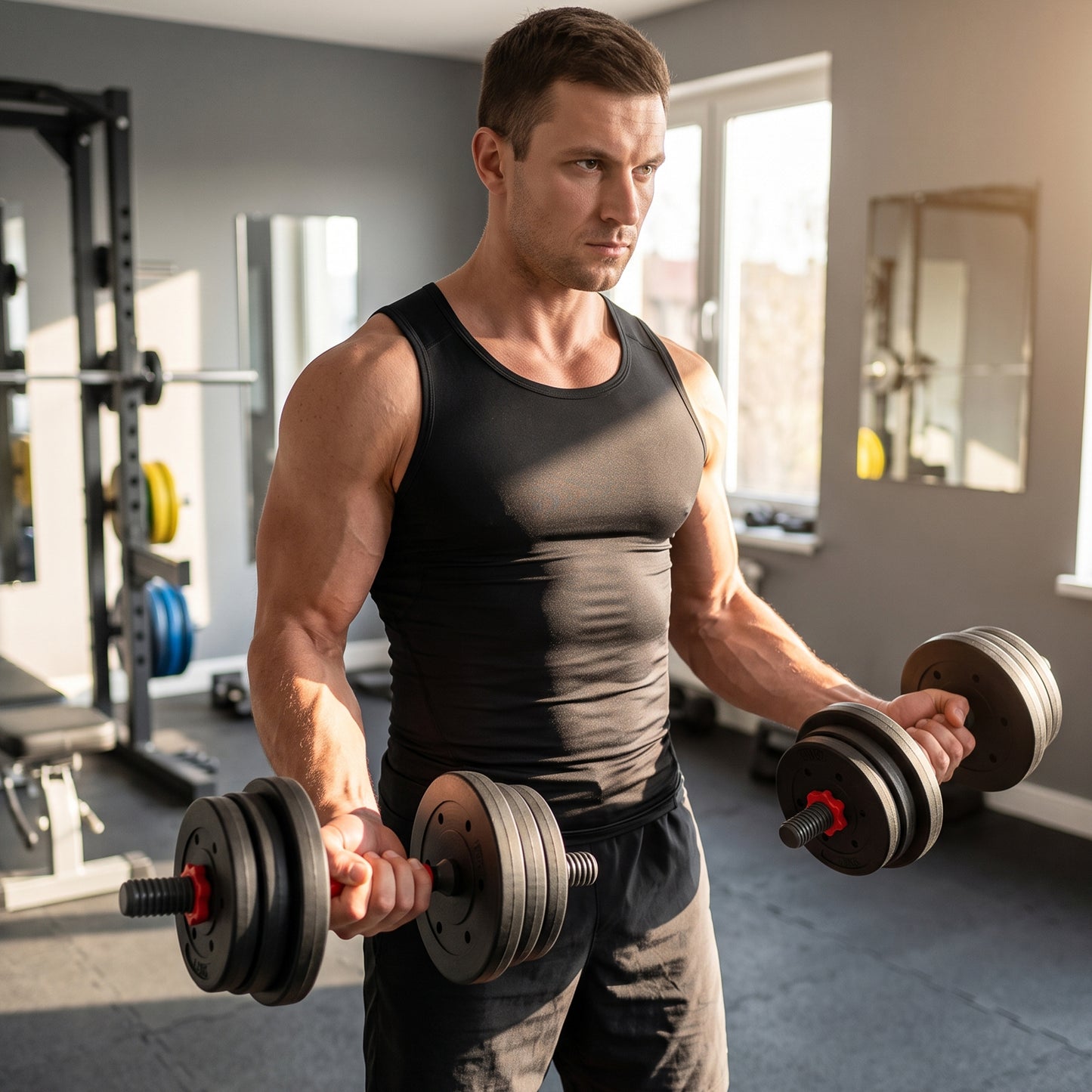 20kg 2 IN 1 Adjustable Dumbbells Weight Set, Dumbbell Hand Weight Barbell for Body Fitness, Lifting Training for Home