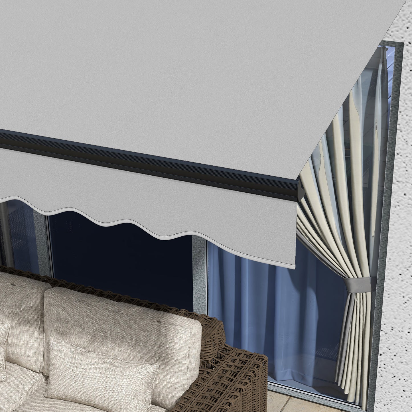 Electric Awning with Aluminium Frame and Remote Control, 3 x 2m, Light Grey