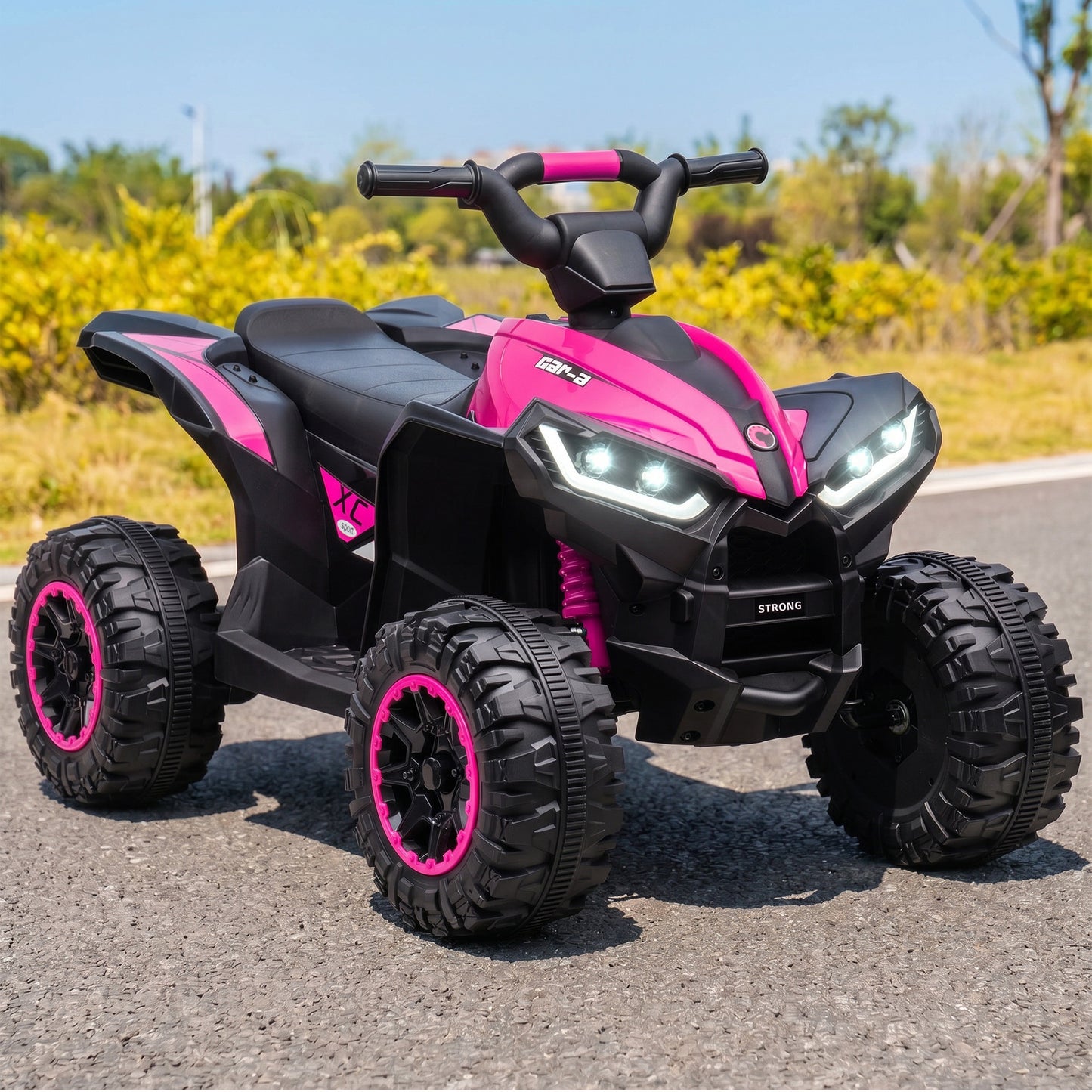 12V Ride-On Quad Bike w/ Music, Horn, for Ages 3-5 Years - Pink