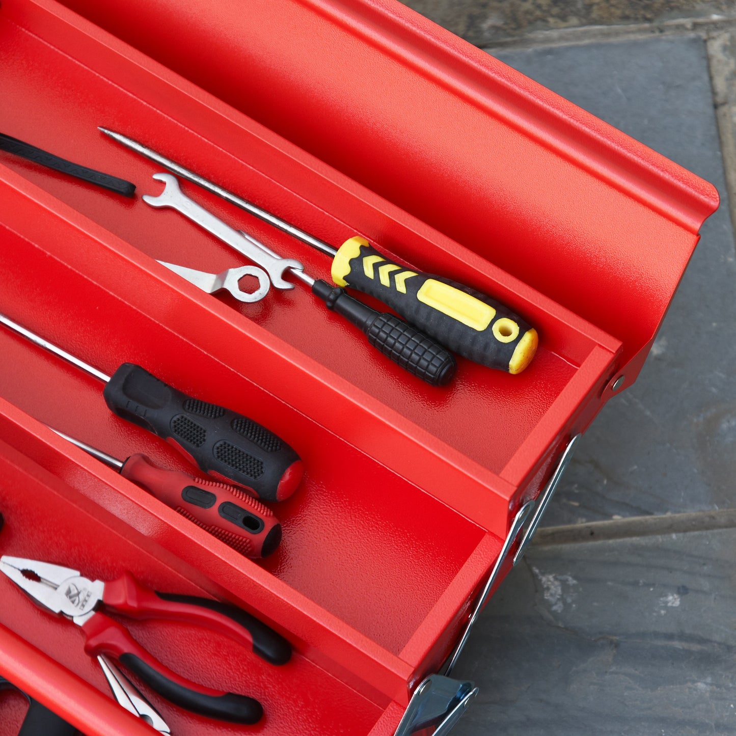 Metal Tool Box 3 Tier 5 Tray Professional Portable Storage Cabinet Workshop Cantilever Toolbox with Carry Handle