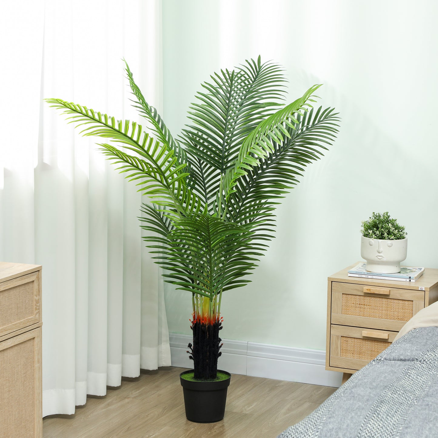 150cm Artificial Areca Palm Tree with 12 PE Leaves, Decorative Artificial Plant with Plastic Pot and Flocked Soil