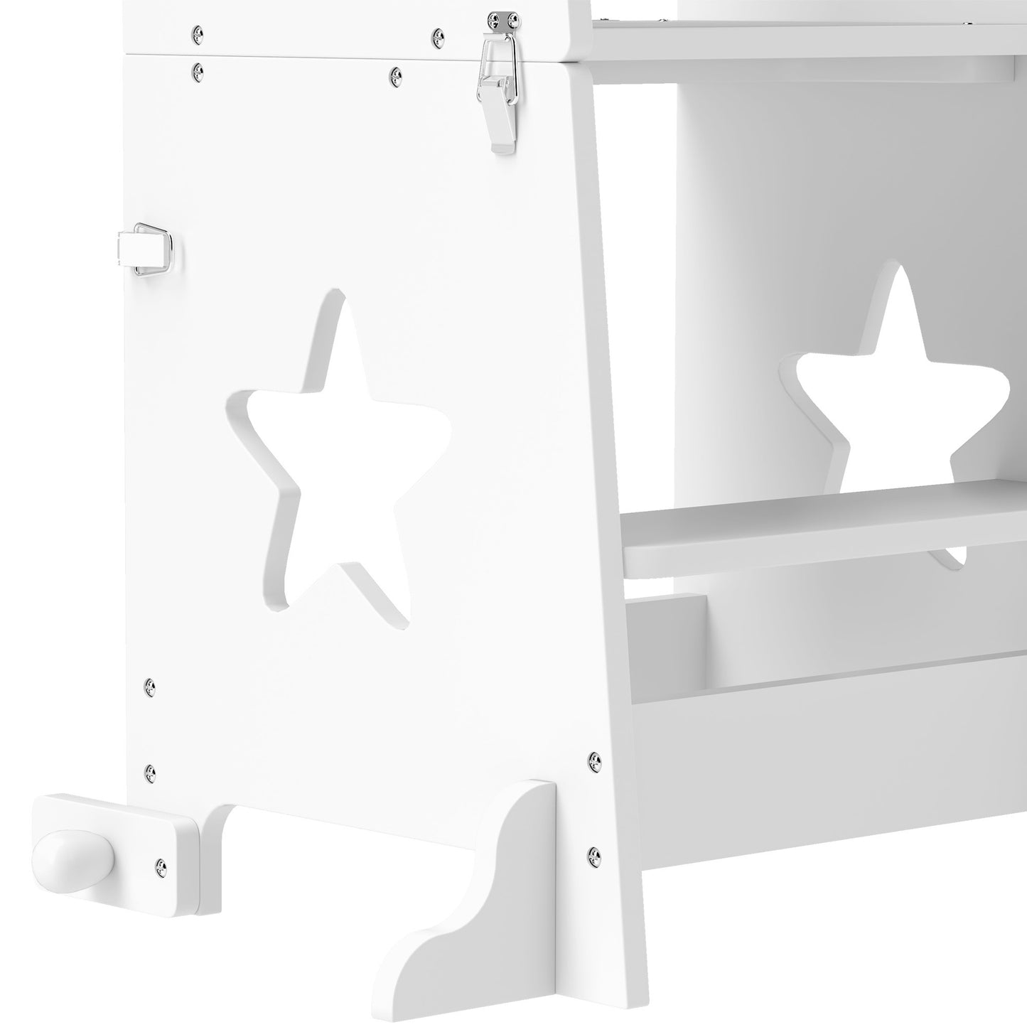 2-in-1 Toddler Step Stool with Safety Rail for Kitchen, Bathroom, White
