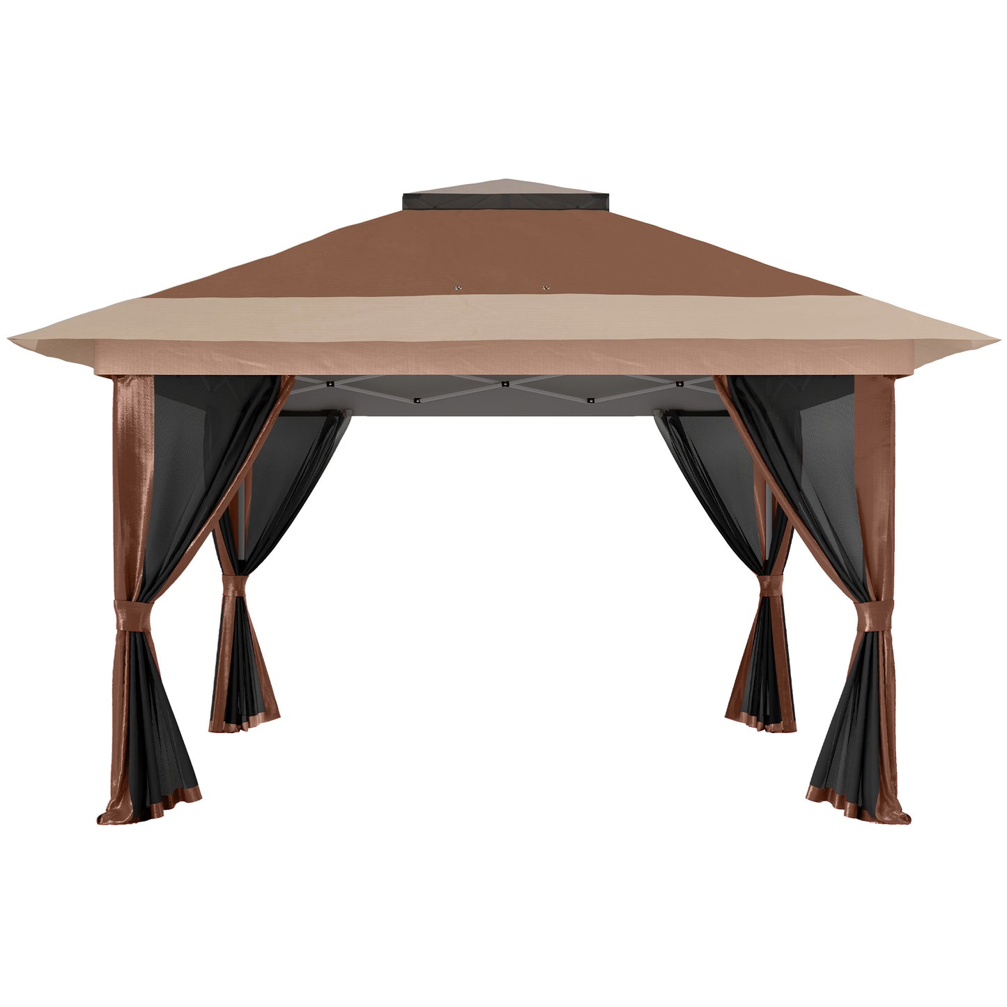 3.6 x 3.6m Pop-Up Gazebo, with Accessories - Brown