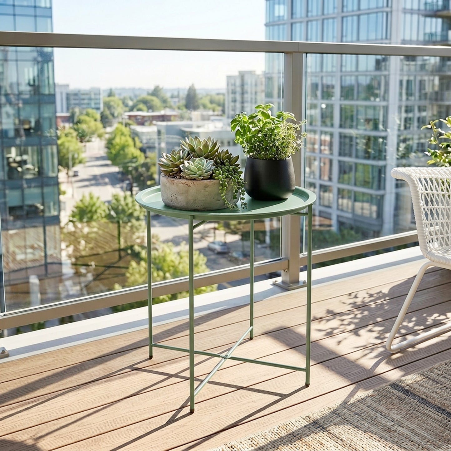 Steel Removable Tray Top Garden Table - Green