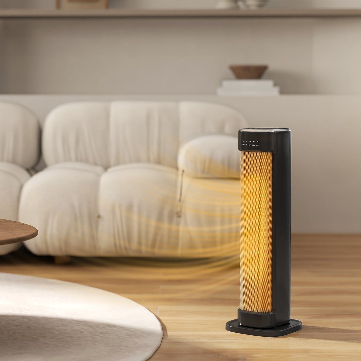 2000W Ceramic Electric Heater with 3 Heat Settings, Timer - Black