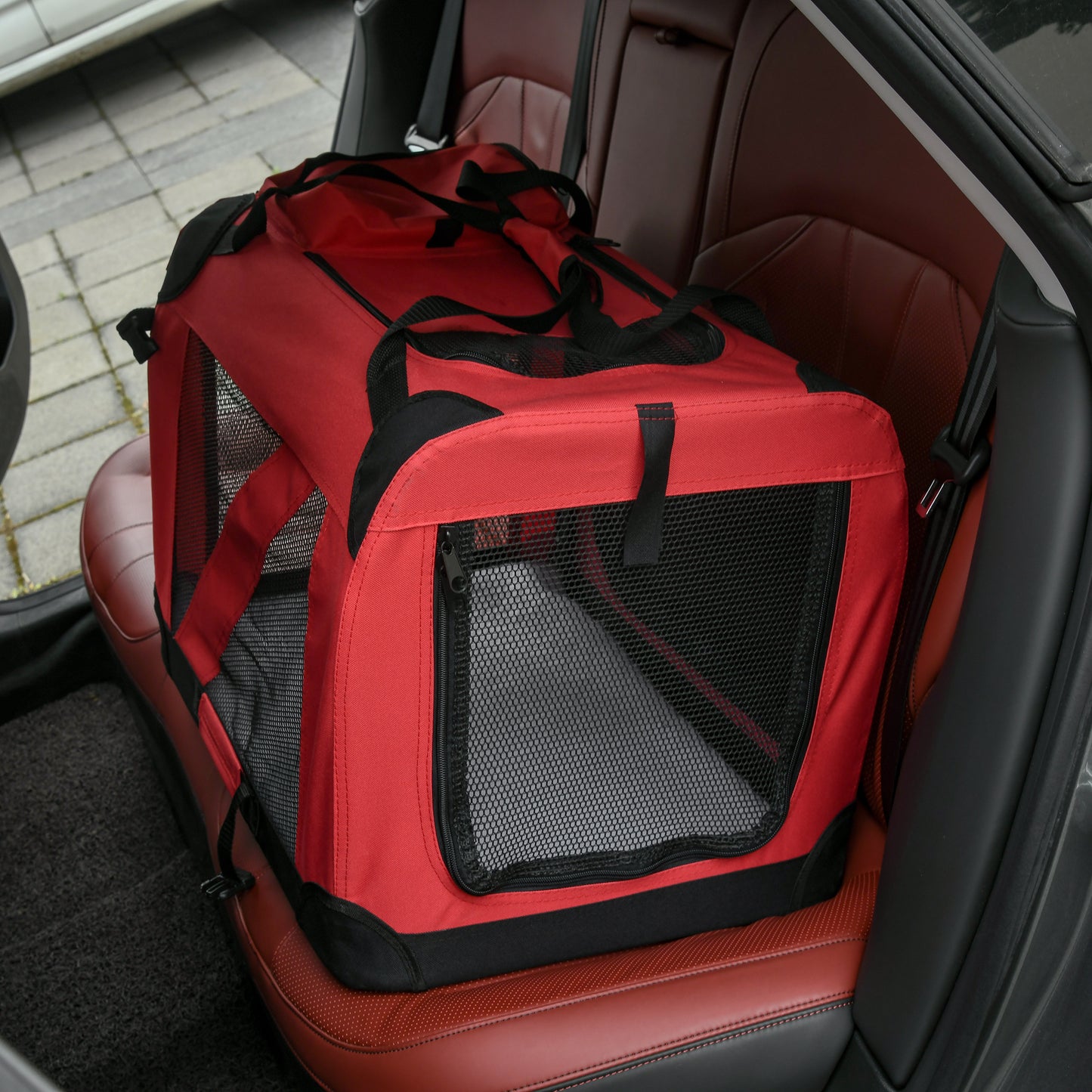 Foldable Pet Carrier for Small and Miniature Dogs, Portable Cat Carrier Soft Side Pet Travel Crate with Removable Mat