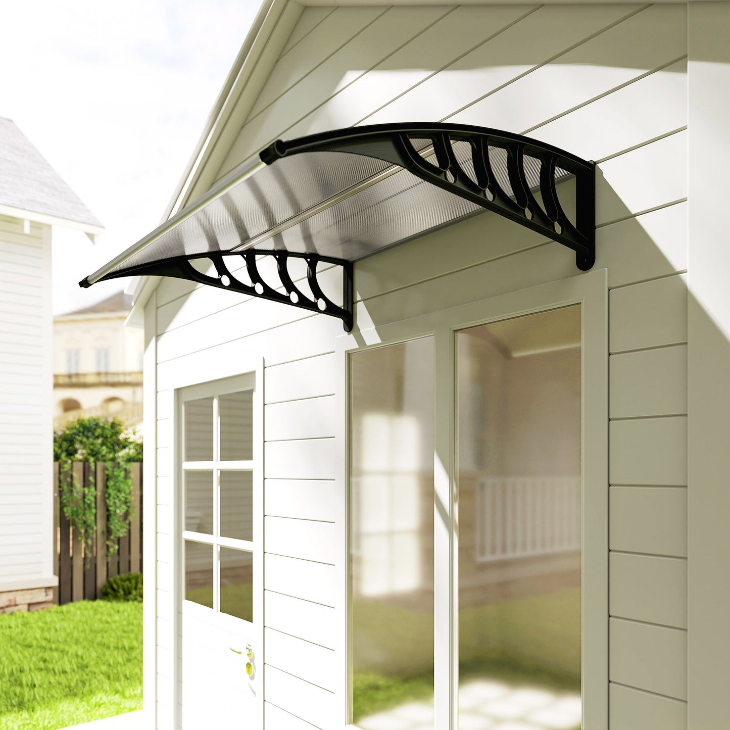 Front Door Canopy, Outdoor Awning, Rain Shelter for Window, Porch and Front/Back Door, 103 x 96.5 cm, Clear
