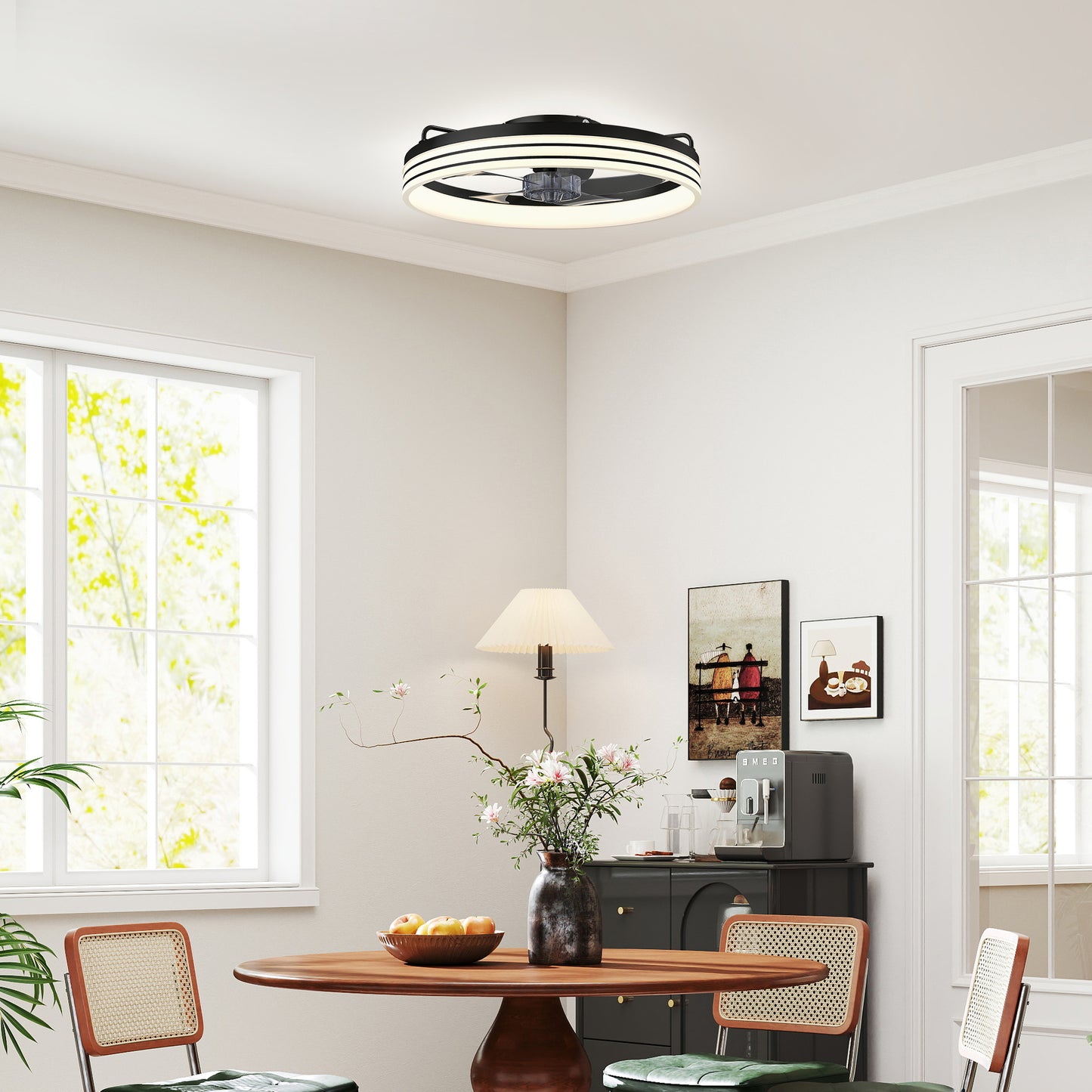 Ceiling Fans with Lights and Remote & App Control, 50cm LED Ceiling Fan Light with 3 Colour Temperatures, 6 Speed, Black