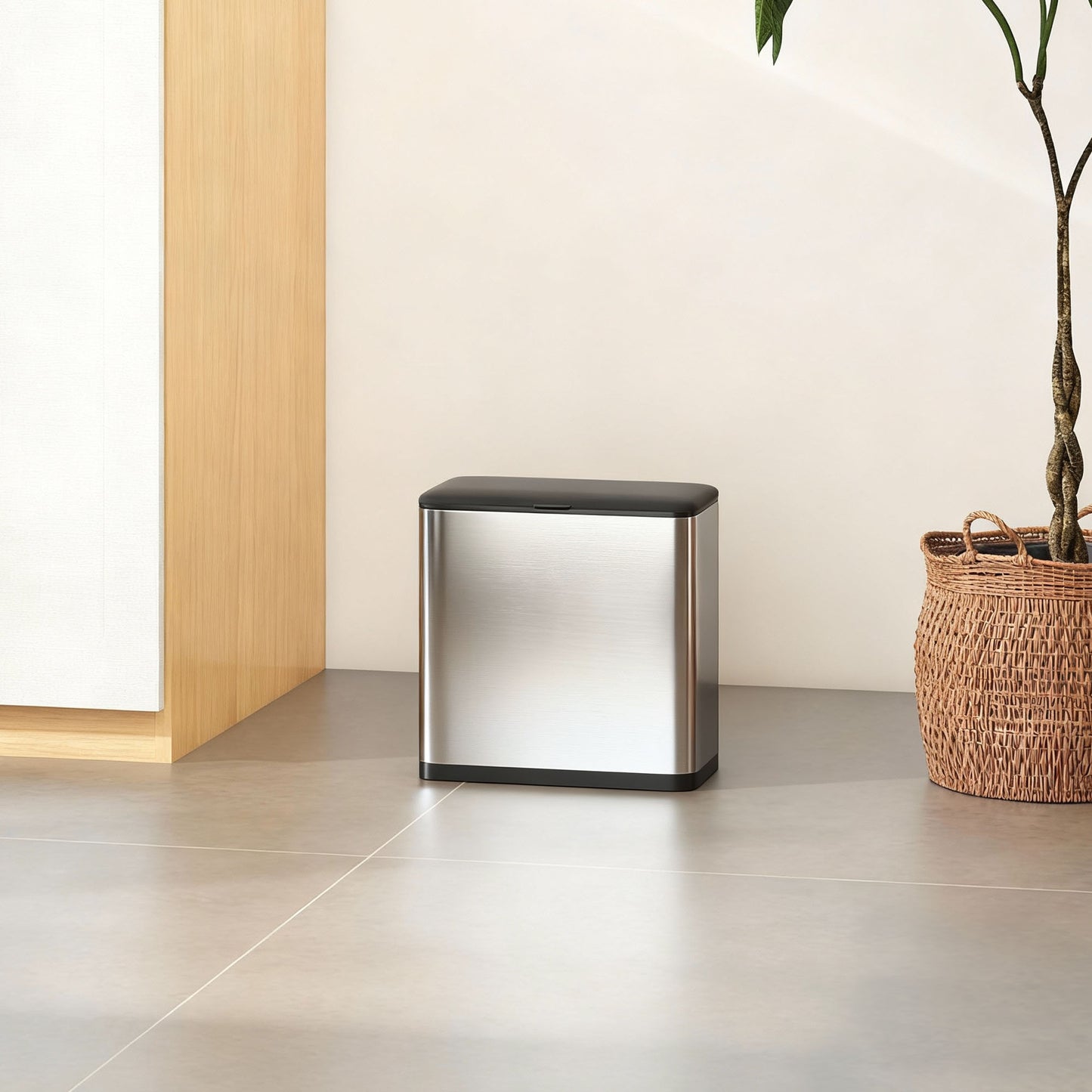 8L Hanging Kitchen Bin, Rubbish bin with Lid and Removable Inner Bucket for Under Cabinet Door, Under Sink, Office