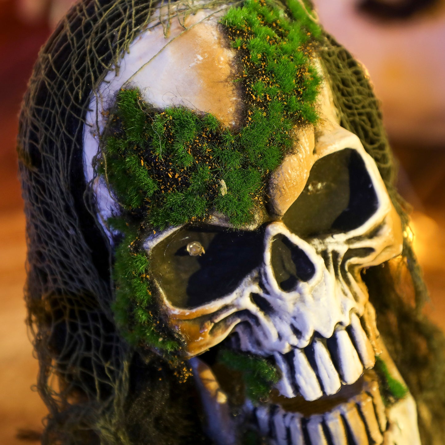 Halloween Animated Skeleton with Glowing LED Eyes, Half-Body Scary Halloween Decorations, Battery Operated
