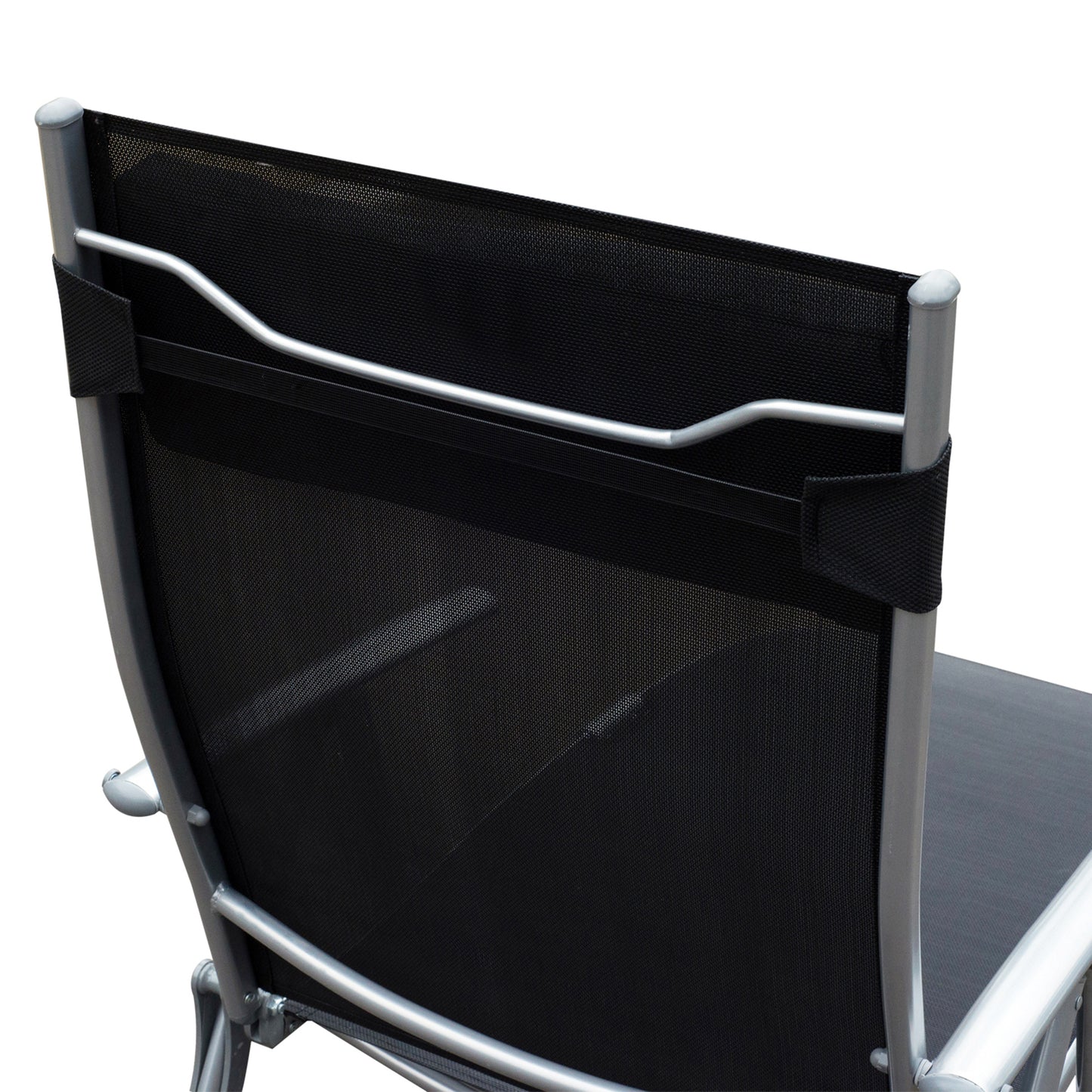 Sun Lounger Steel Frame Outdoor Folding Chaise Texteline Lounge Chair Recliner with Headrest & 7 Levels Adjustable Backrest