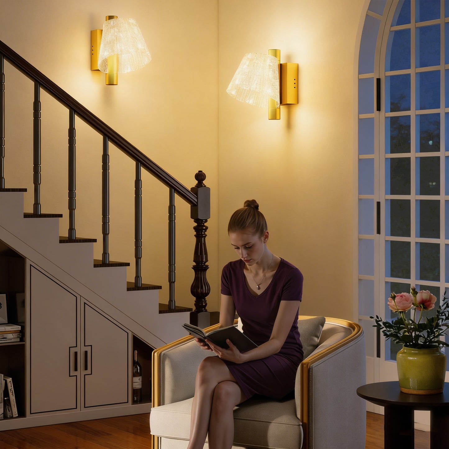 Led Wall Lamp 2 Pack, 5W Modern Indoor Starry Wall Light, Colour Temperature Adjustable 3000K/4000K/6500K, for Bedroom
