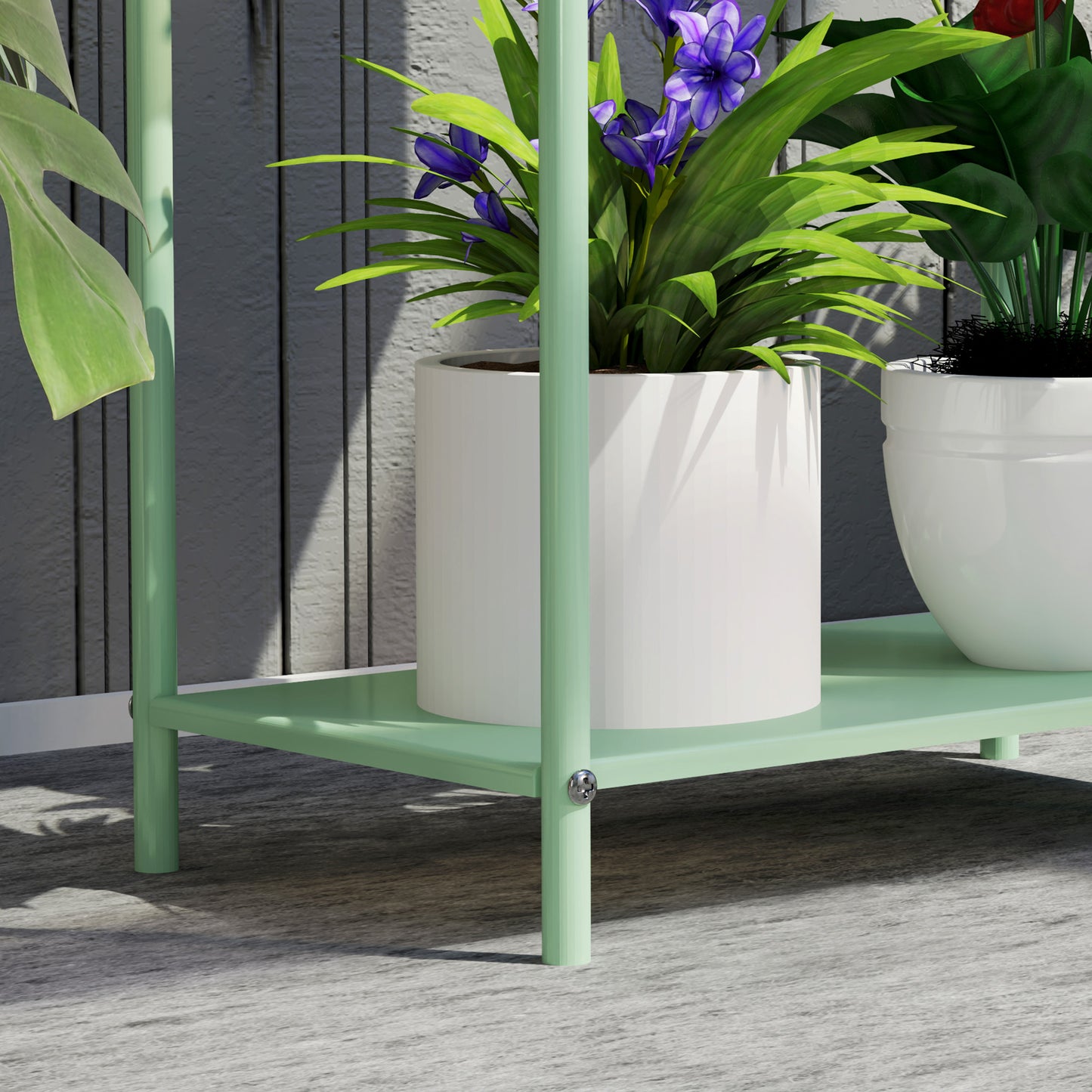 2 Tier Plant Stand, Metal Plant Rack Shelf with Drain Holes