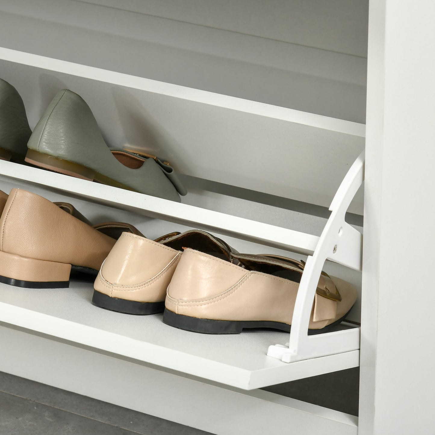 Shoe Cabinet, Slim Shoe Storage Cabinet with Drawer, 2 Flip-up Doors and Adjustable Shelf