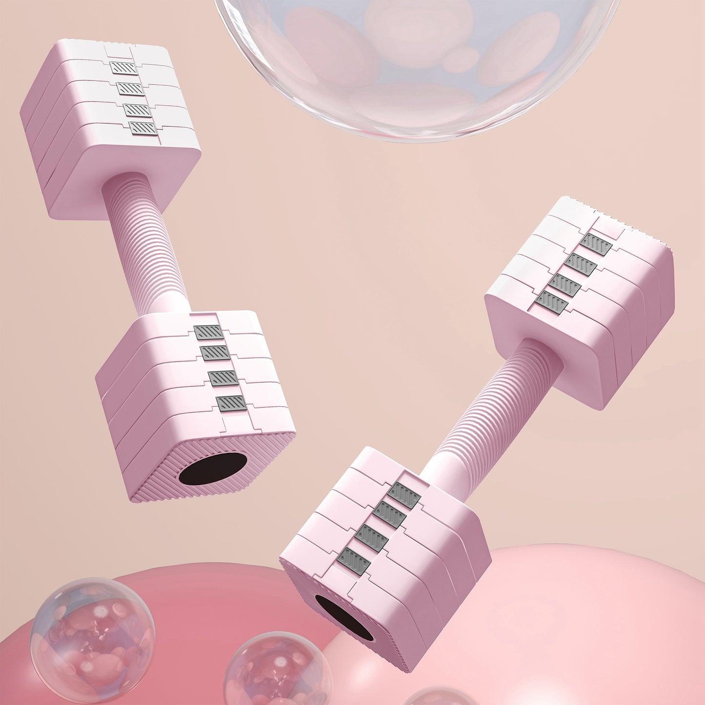 Adjustable Dumbbell Set of 2, Each 1/2/3/4/5 kg Weight, 5-in-1 Weights Dumbbells Set with Non-Slip Handle, Pink