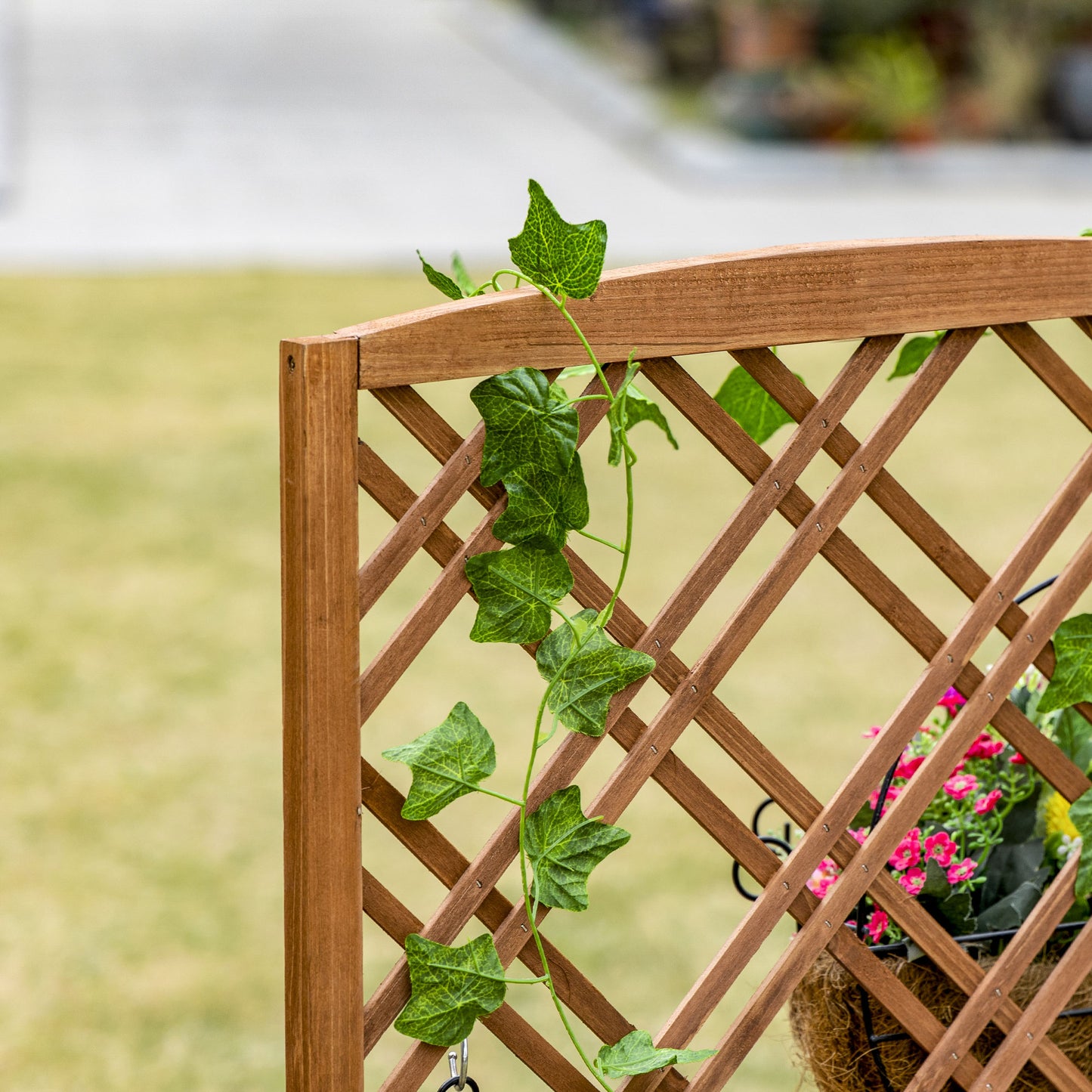 Garden Planter with Trellis, Wooden Raised Bed for Garden with Lattice Trellis for Vegetables, Herbs and Flowers, Brown