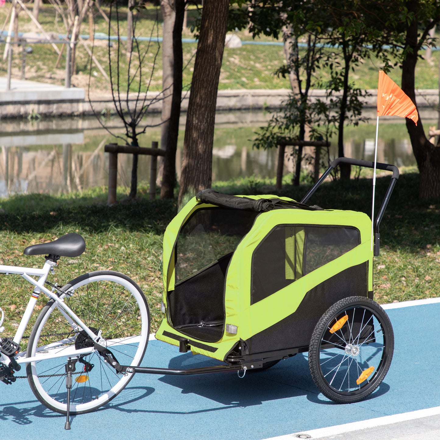 Dog Bike Trailer, 2 in 1 Dog Stroller for Large Dogs with Hitch, Quick-release 20" Wheels