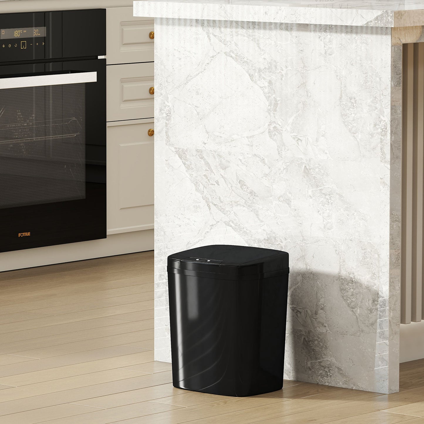 15L Sensor Bin, Automatic Touchless Kitchen Bin, Easy Clean, Battery Operated for Home Office, Bedroom, Bathroom, Black