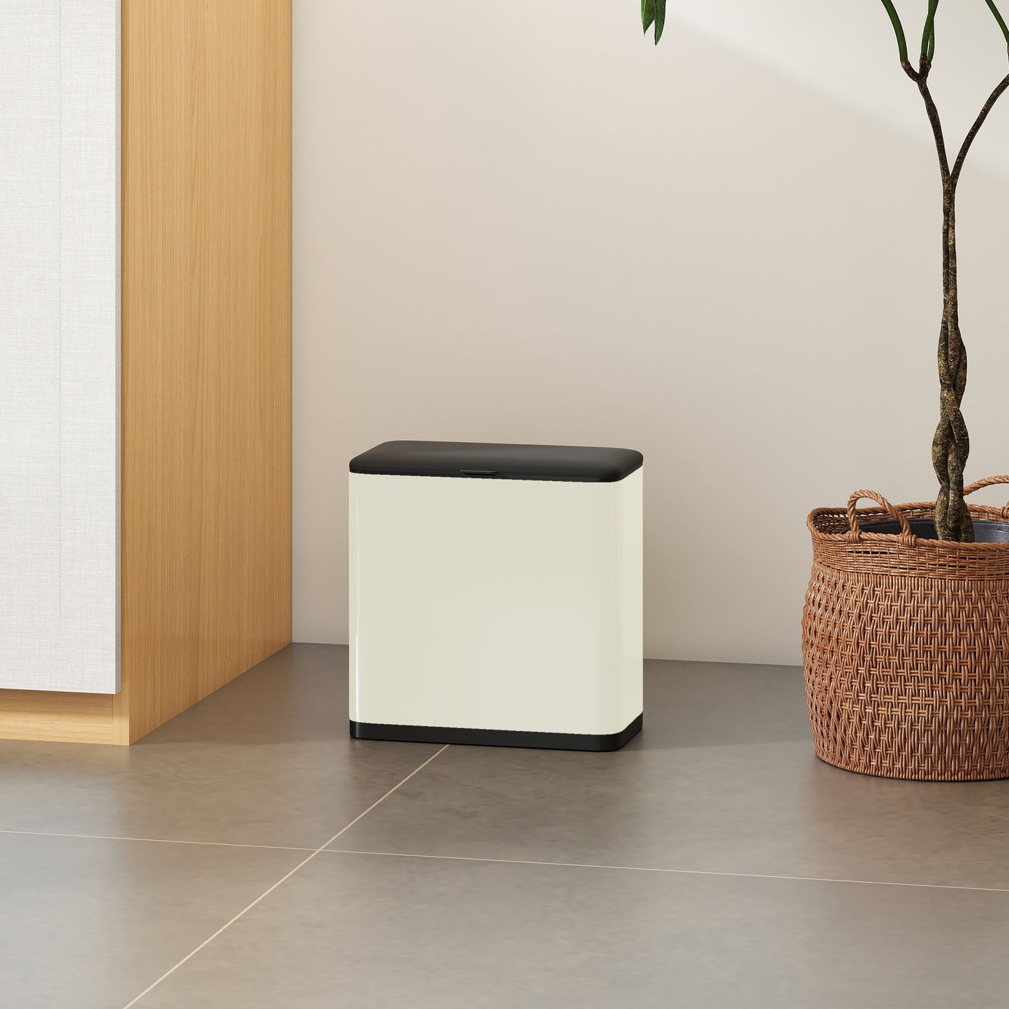 8L Hanging Kitchen Bin, Rubbish bin with Lid and Removable Inner Bucket for Kitchen Cabinet Door, Under Sink, Office