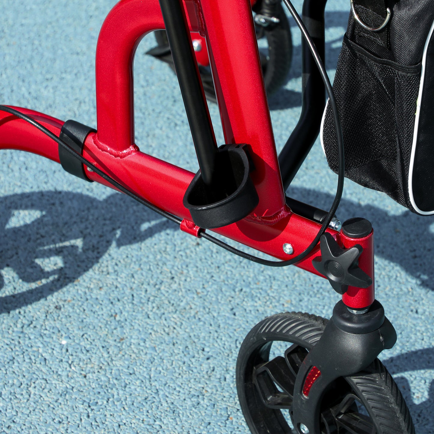 Lightweight Walking Frame, Folding Rollator Walker with Seat and Backrest, Red