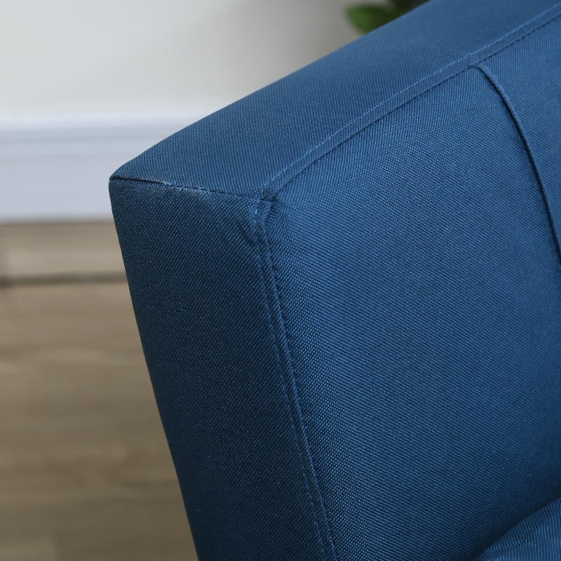 Linen-Look Single Chair Bed with Thick Padding - Blue