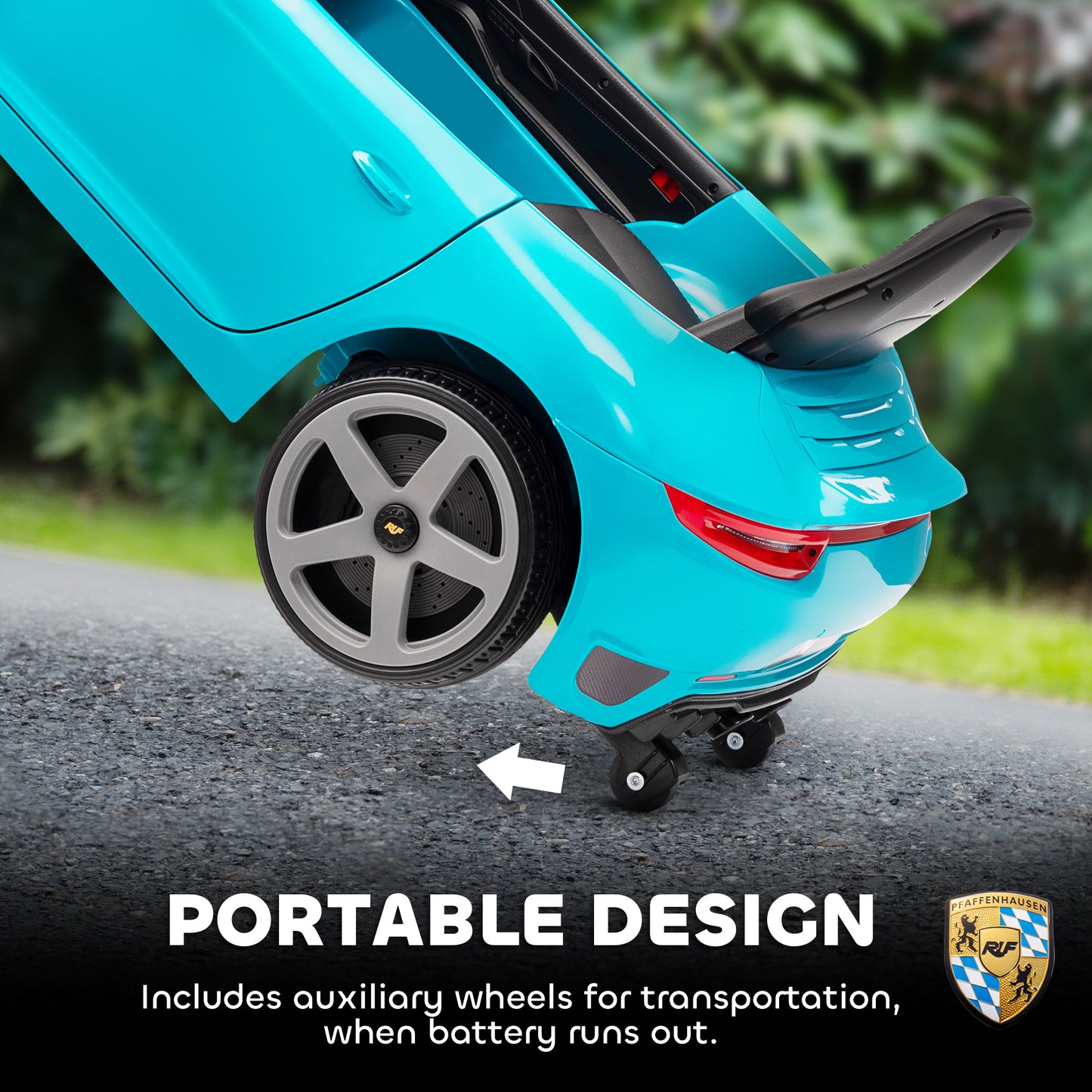 Kids Electric Car, 12V Licensed RUF GT Ride on Car with Suspension, Remote Control, Music, for 3-5 Years, Blue