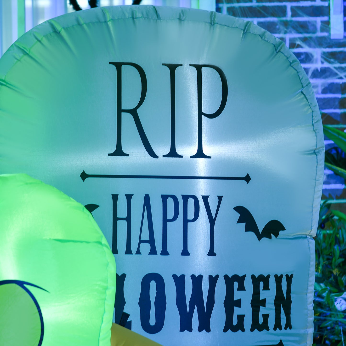 5FT Halloween Inflatables Ghost and Tombstone, Blow Up Outdoor Halloween Decorations with Build-in LED Lights for Garden
