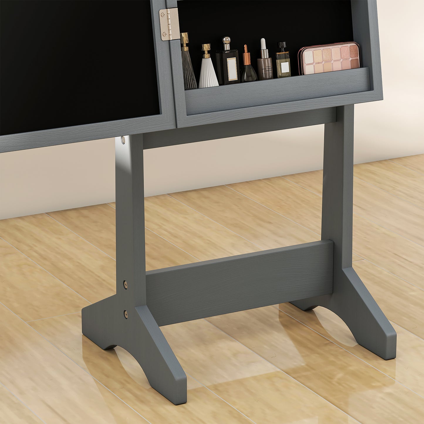 Freestanding Mirrored Jewellery Storage Cabinet - Grey
