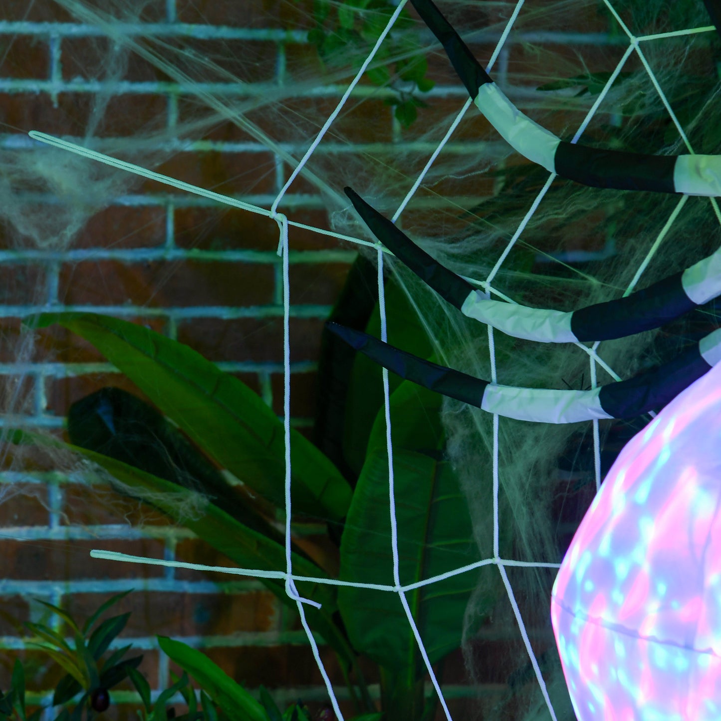5FT Long Halloween Inflatable Spider, Hanging Giant Spider with Colourful LED Light