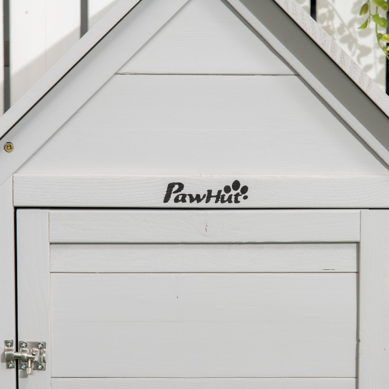Indoor Rabbit Hutch, Guinea Pig Cage, with Slide-Out Tray, Large Fenced Area - Light Grey