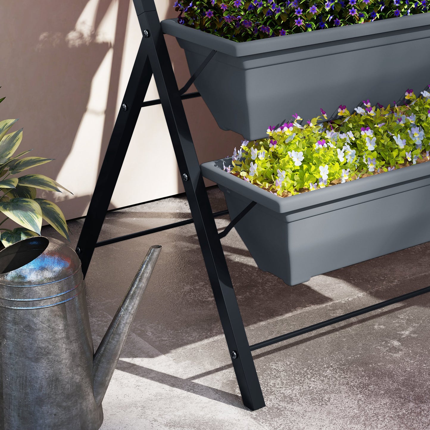 5-Tier Raised Garden Bed, Vertical Ladder Plant Stand with 5 Removable Boxes, Drainage Holes and Plugs