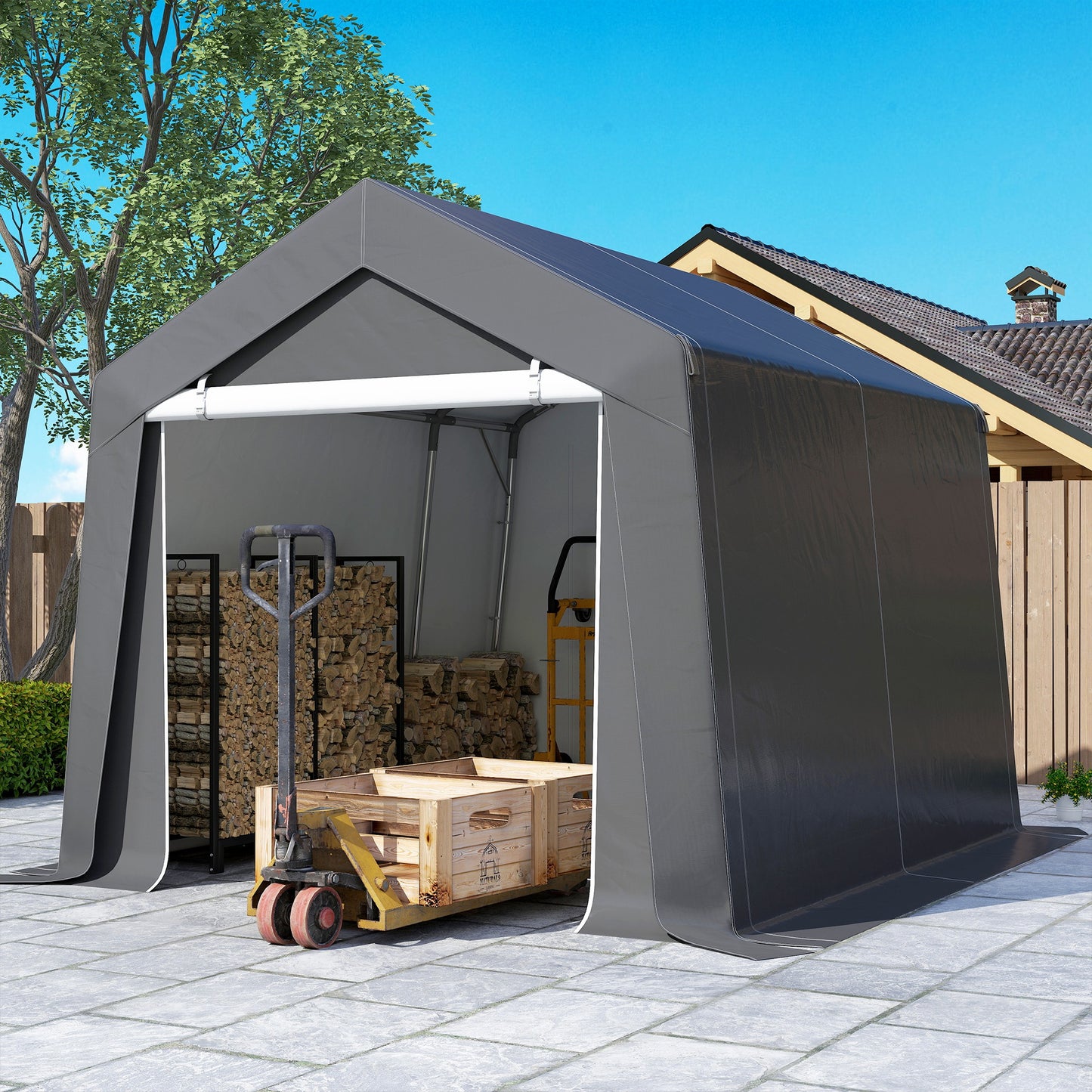 3.6 x 2.1m Portable Outdoor Shed, with Window - Dark Grey