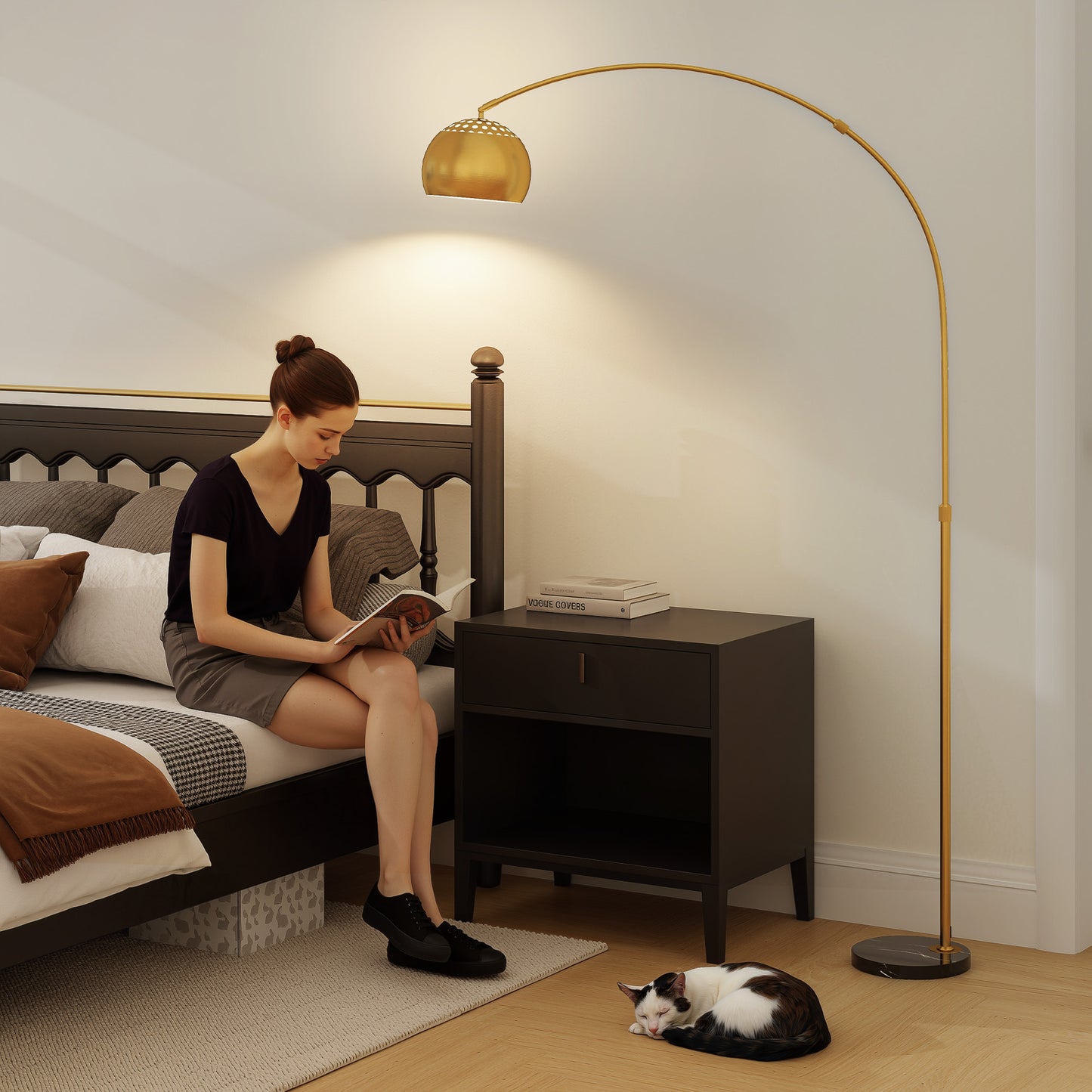 167cm Arc Floor Lamp for Living Room, Modern Adjustable Standing Lamp with Foot Switch