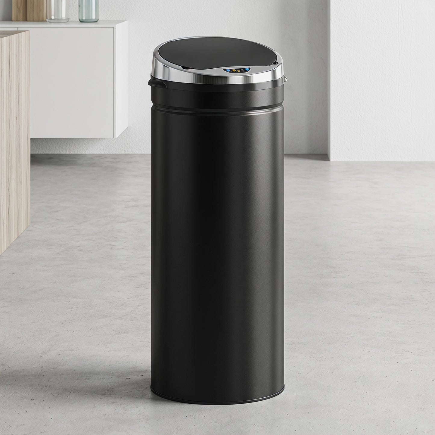 50L Automatic Motion Sensor Rubbish Bin with Fingerprint Resistant, Stainless Steel, Black
