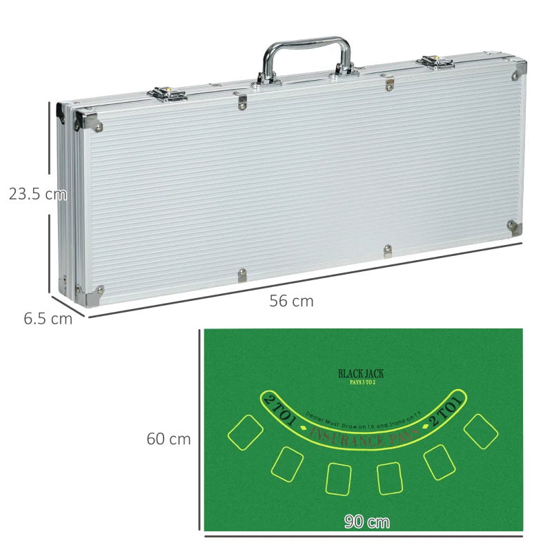 500-Piece Poker Chips Set with Mat, Chips, Two Decks of Cards and Five Dices