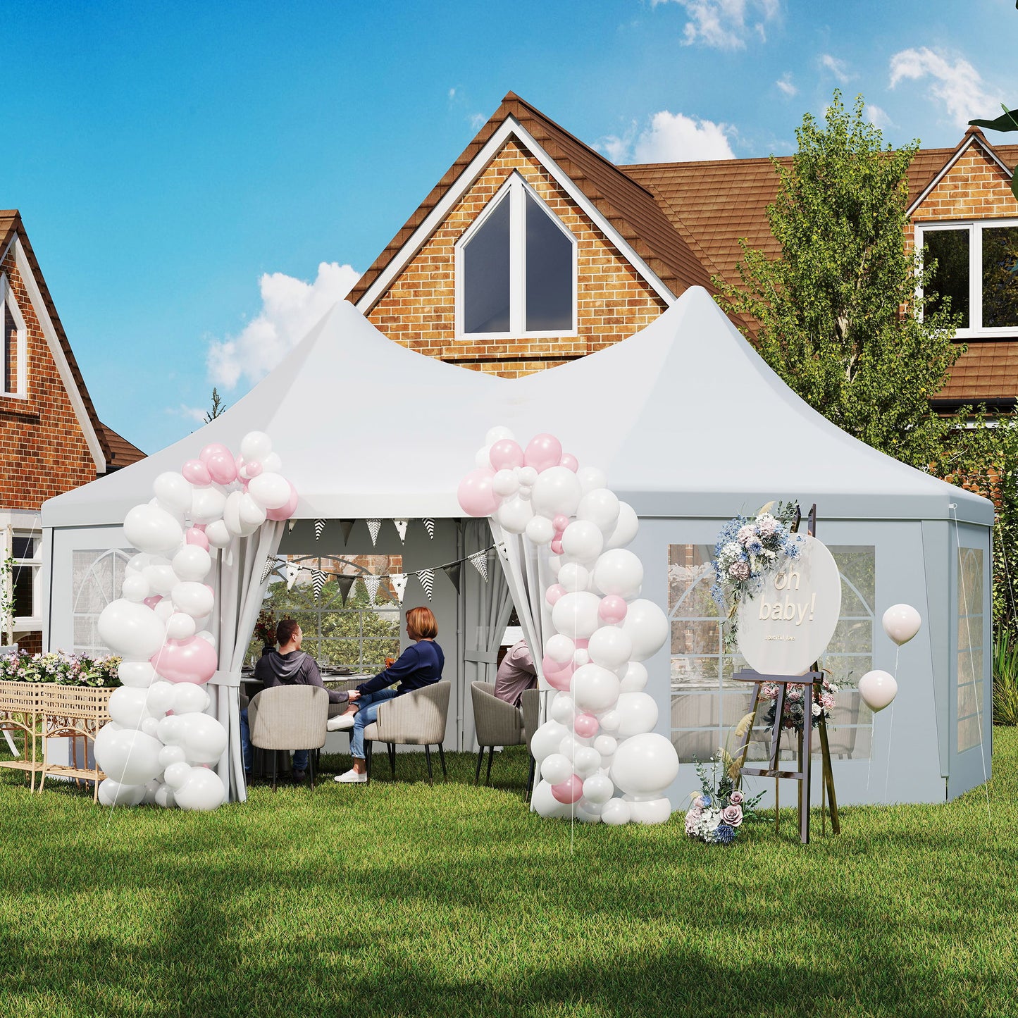 6.8 x 5m Octagonal Marquee Gazebo - White