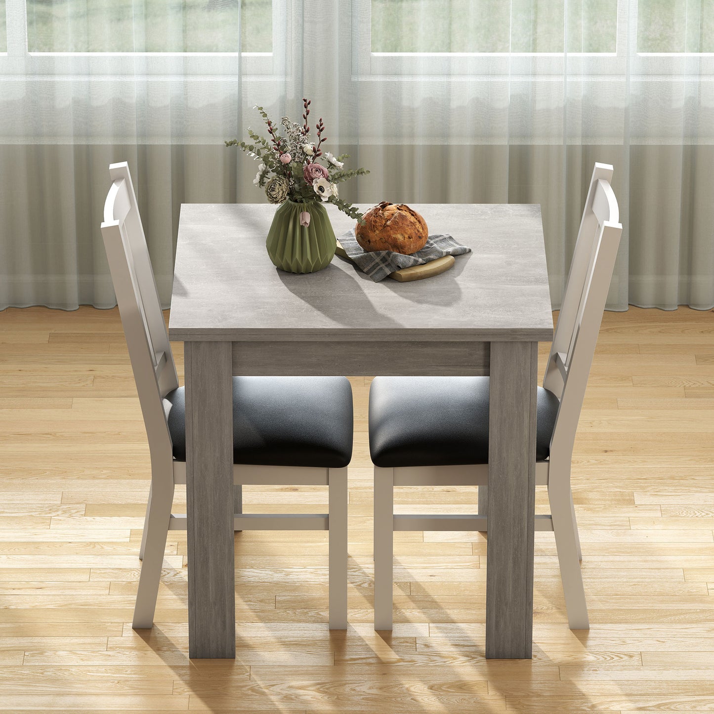 Folding Dining Table for 4-6, Rectangular Extendable Drop Leaf Table for Small Spaces, 140 x 80 x 77.5 cm, Grey