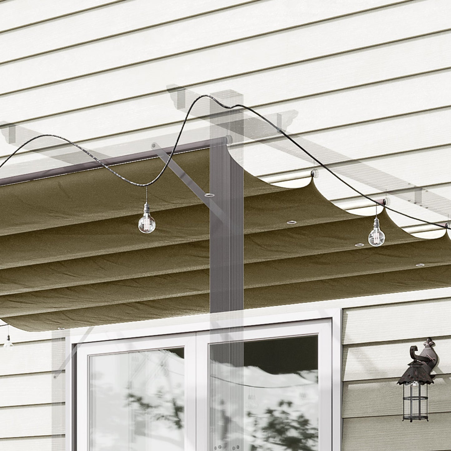 Retractable Pergola Cover, 2.55 x 2.5 m Replacement Canopy Fabric for 3 x 3 m Frame, Roof Top Only, Tan