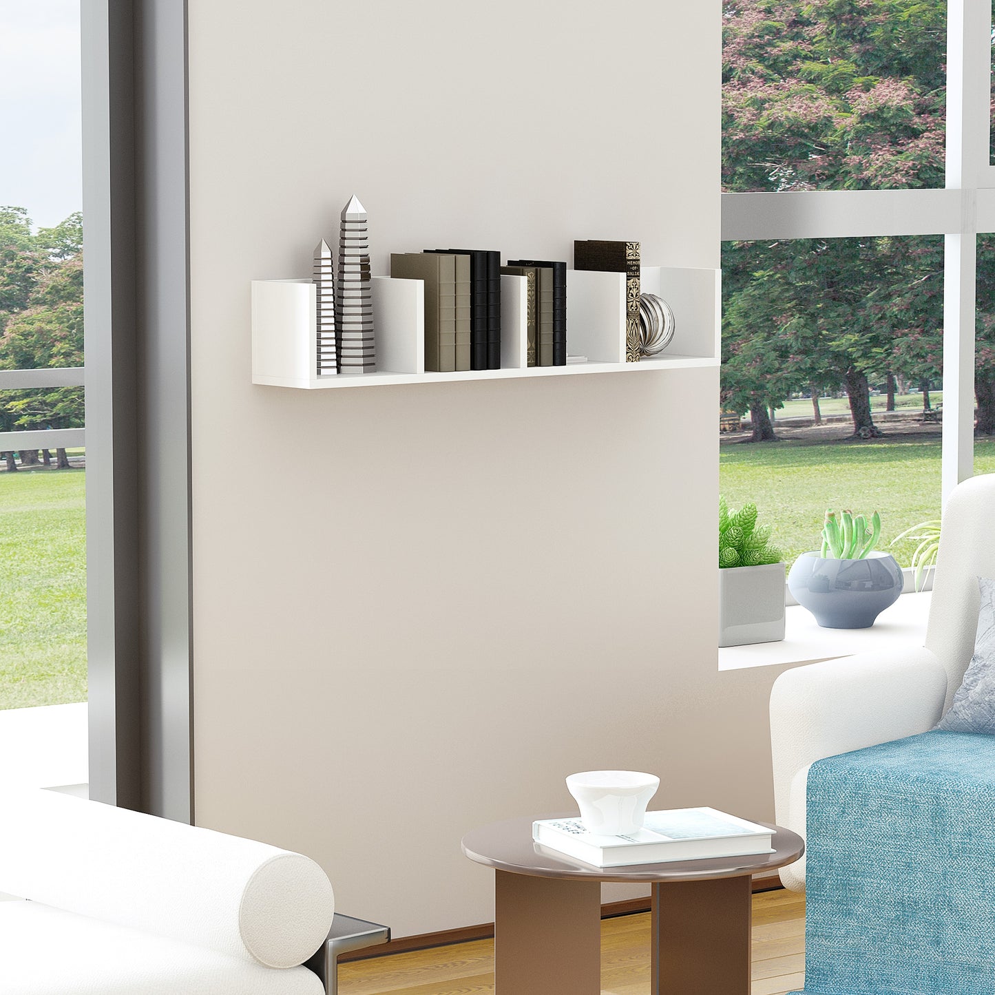 Wall-Mounted Media Storage Shelf – White