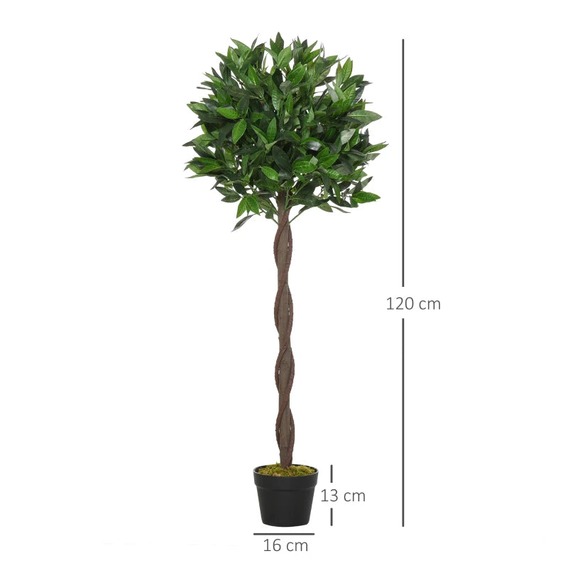 Artificial Bay Laurel Topiary Trees with Pot - Set of 2 (120cm/4FT)