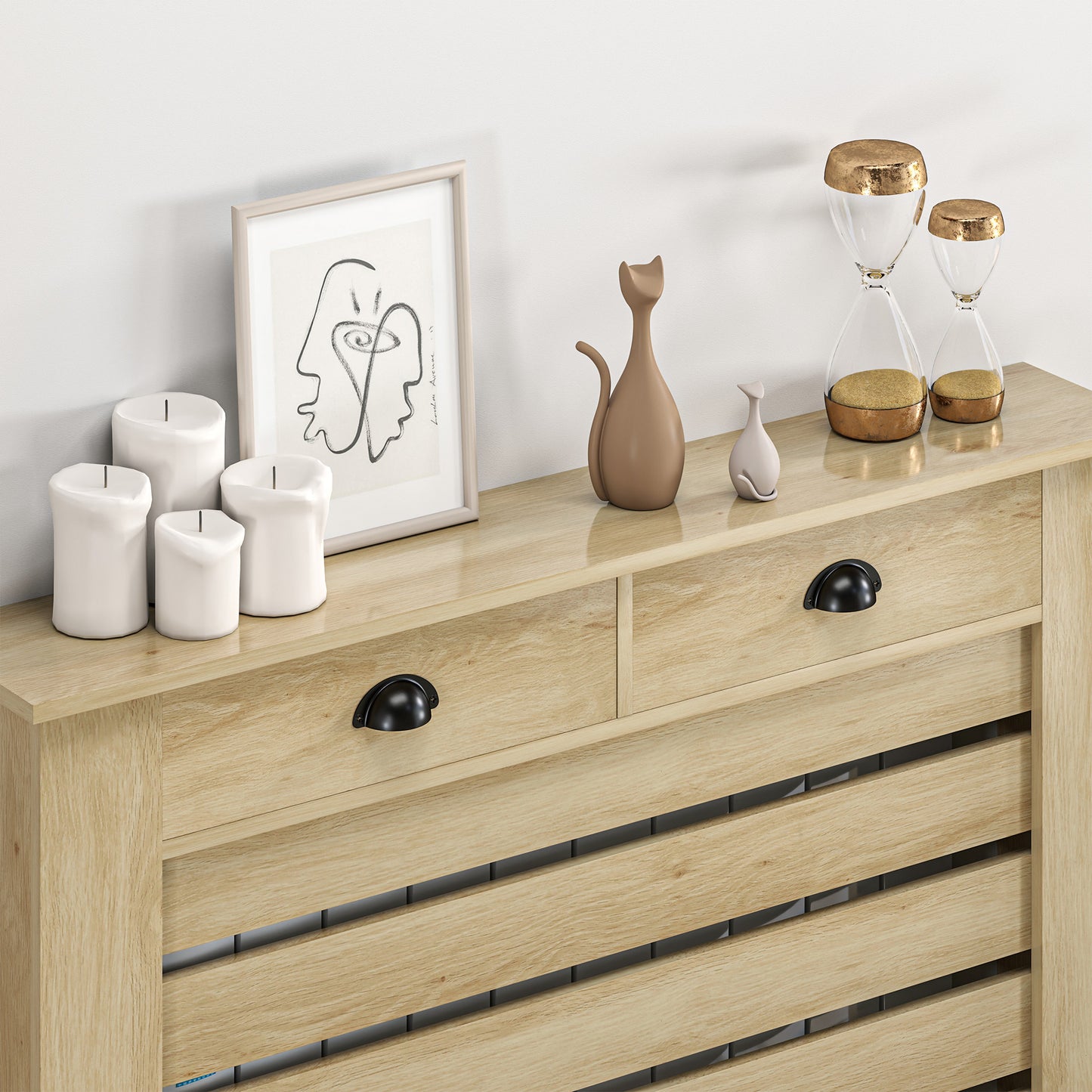 95.5H x 111Wcm Radiator Cover, with Drawer - Oak