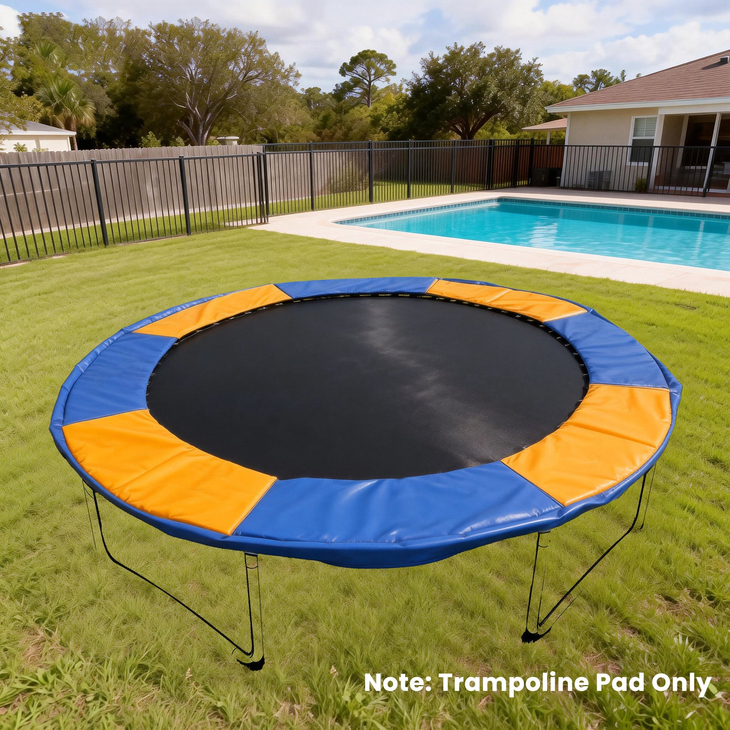 8FT Trampoline Spring Cover, Plastic Trampoline Pad Replacement Safety Guard, Yellow and Blue