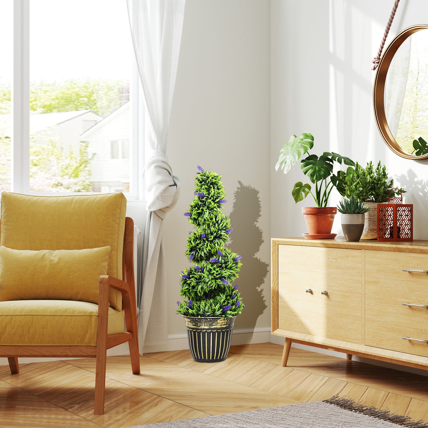 Set of Two 90cm Artificial Lavender Trees