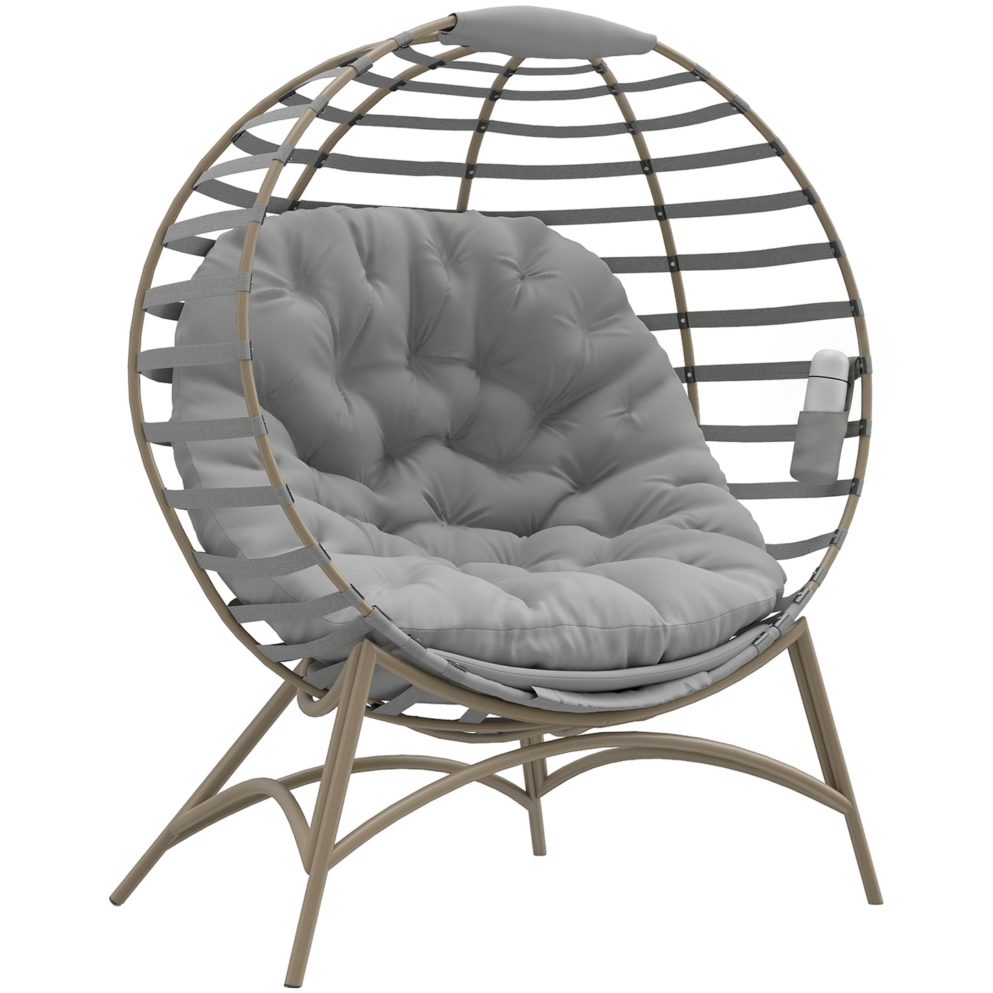 Egg Chair with Cushion & Side Pocket - Light Grey