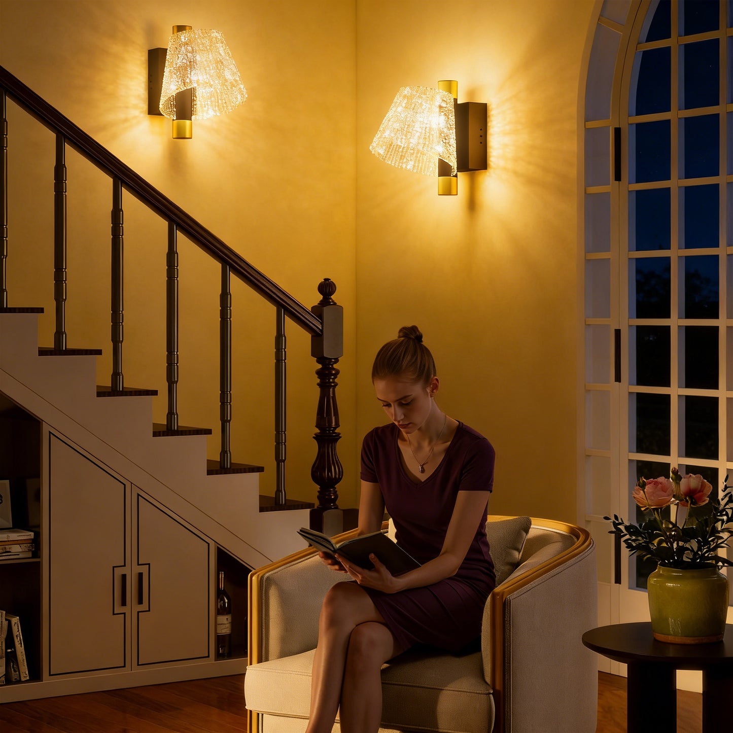 Led Wall Lamp 2 Pack, 5W Modern Indoor Starry Wall Light, Colour Temperature Adjustable 3000K/4000K/6500K, for Bedroom
