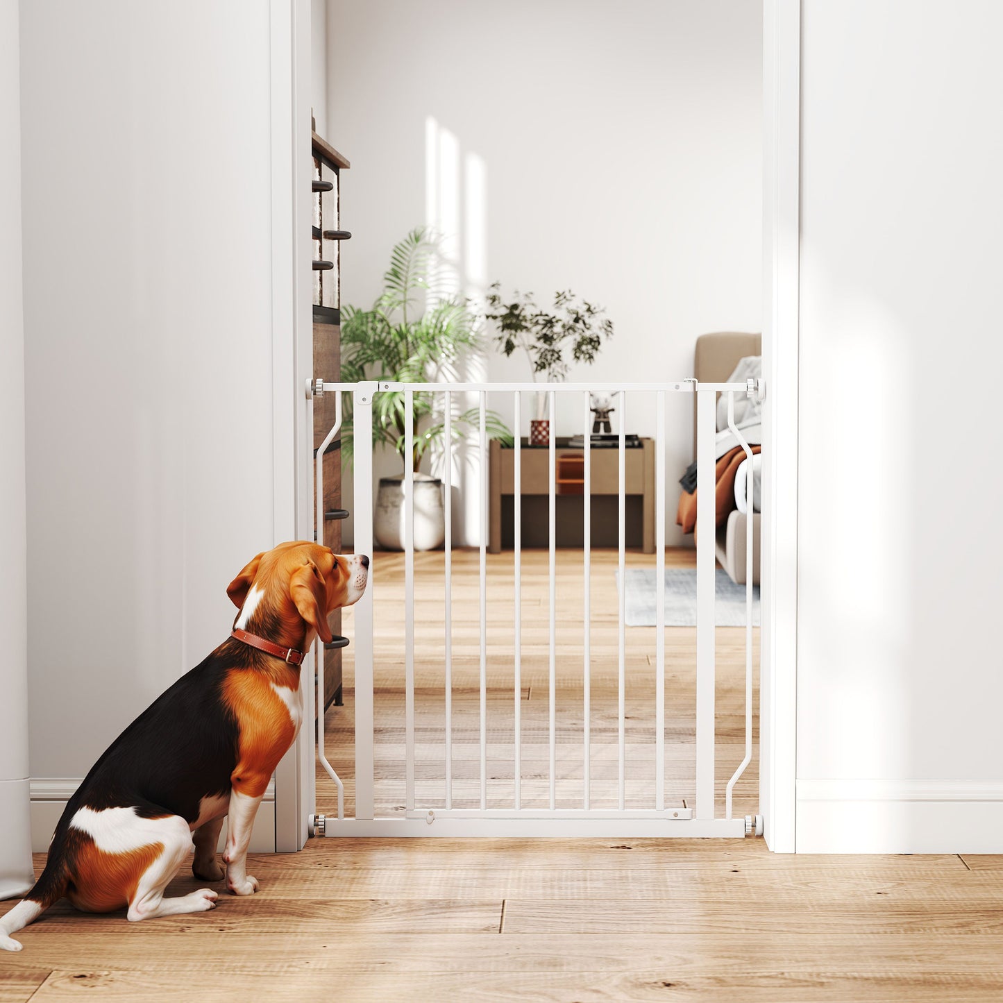 Extra Wide Dog Gate, with Door Pressure, for Doorways, Hallways, Staircases - White