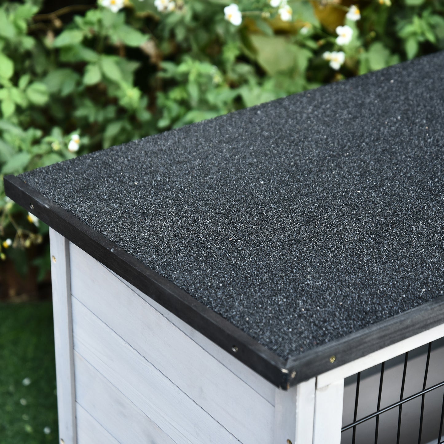 2-Tier Wooden Rabbit Hutch Guinea Pig House Bunny Cage Backyard w/ Openable Roof Small Animal House for Outdoor Grey